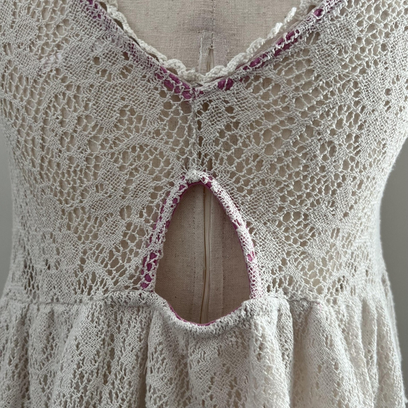 Free People Top Womens XS Ivory Crochet Lace Boho Cottagecore Fairycore Y2K - Picture 7 of 8